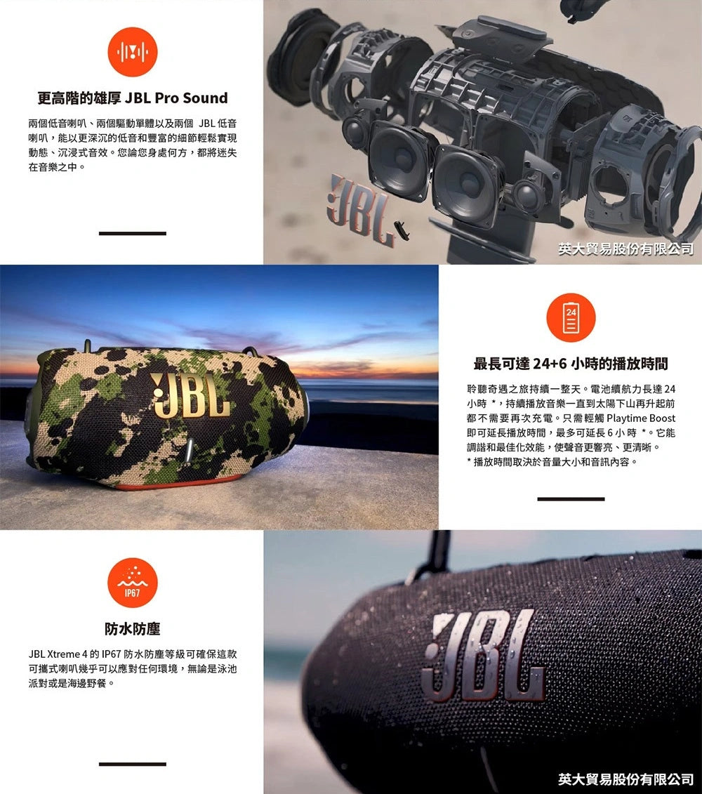 JBL Xtreme 4 可攜式防水防塵藍牙喇叭 | 24 小時續航 | 戶外派對首選 攜帶式藍牙喇叭 JBL-Xtreme4-Bluetooth-Speaker-description_6