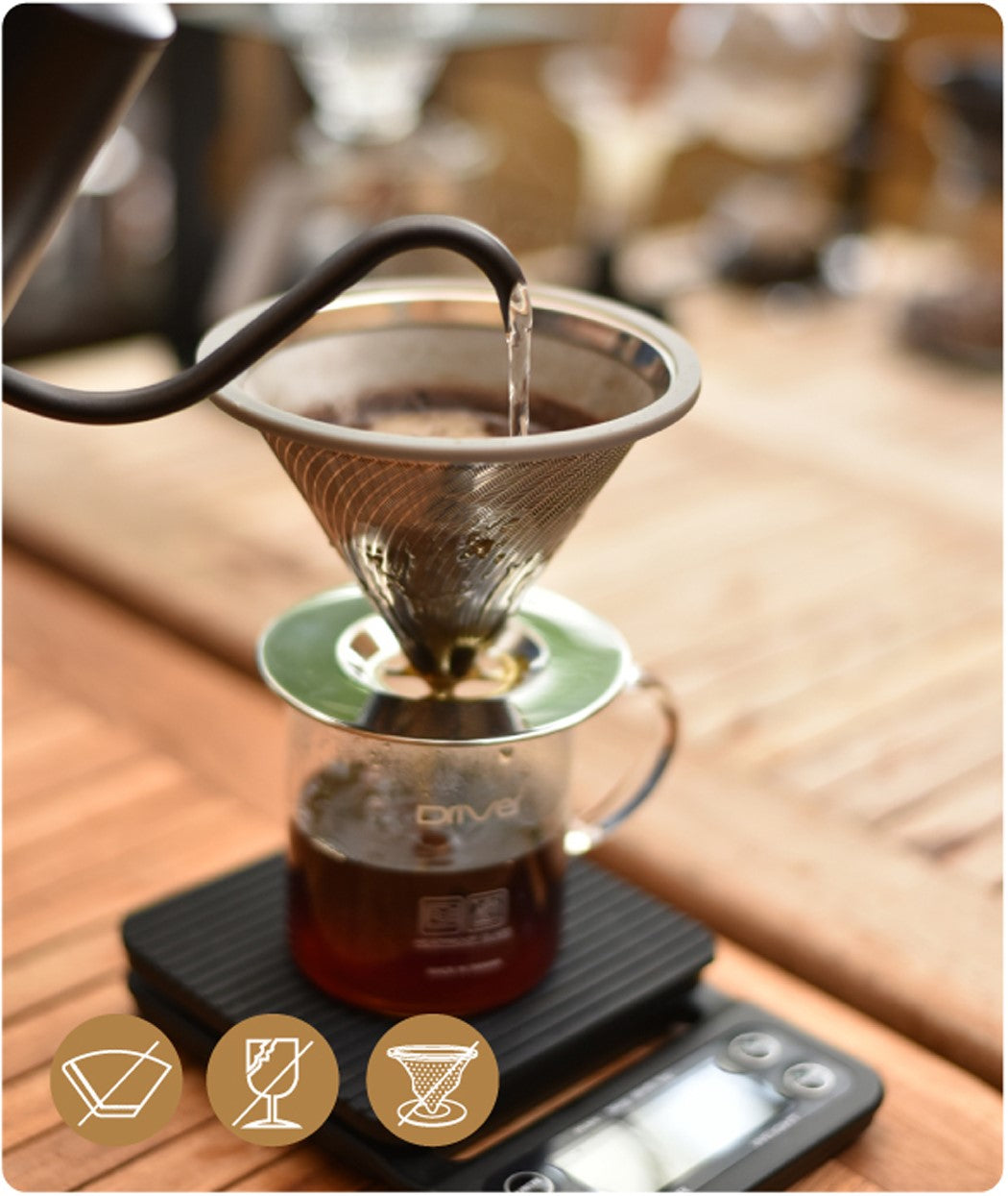 Driver 黃金流速不鏽鋼濾杯1-2cup 附底盤 台灣製 MIT 咖啡濾杯與雜貨 Driver-_-_6