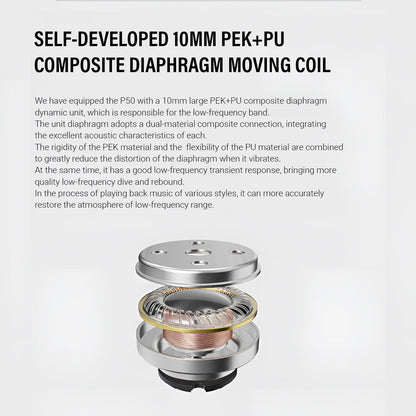 EPZ P50 入耳式耳機｜1DD+2BA+2平板五單體架構｜開放式設計｜三路分頻｜6N單晶銅
