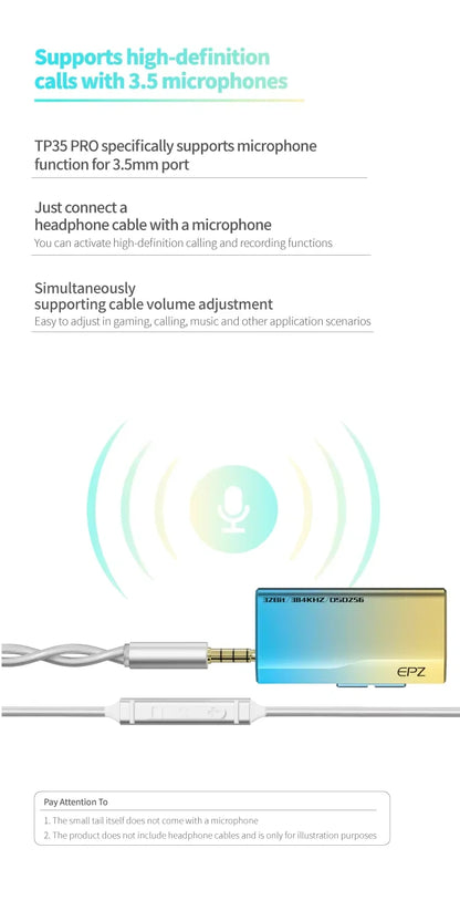 EPZ TP35 PRO USB DAC 隨身耳擴 | 雙CS43198旗艦晶片 | 3.5mm+4.4mm雙輸出 | 支援Switch/PS5 | 高低增益切換