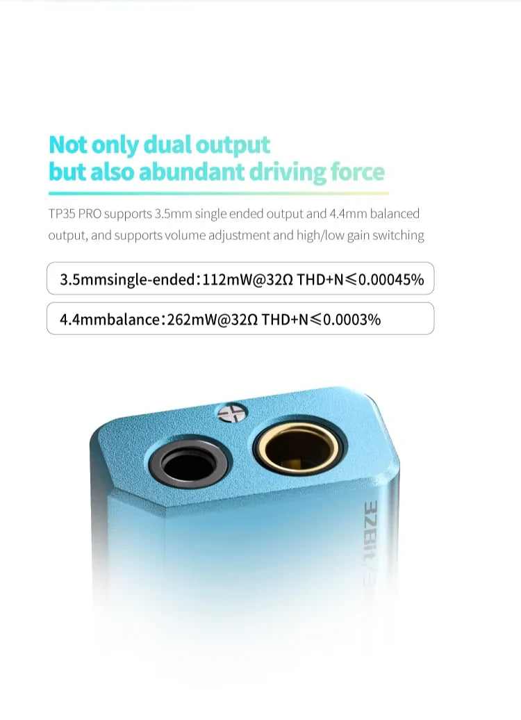 EPZ TP35 PRO USB DAC 隨身耳擴 | 雙CS43198旗艦晶片 | 3.5mm+4.4mm雙輸出 | 支援Switch/PS5 | 高低增益切換