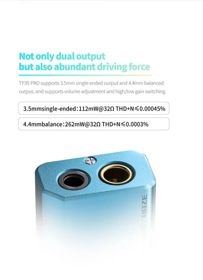 EPZ TP35 PRO USB DAC 隨身耳擴 | 雙CS43198旗艦晶片 | 3.5mm+4.4mm雙輸出 | 支援Switch/PS5 | 高低增益切換