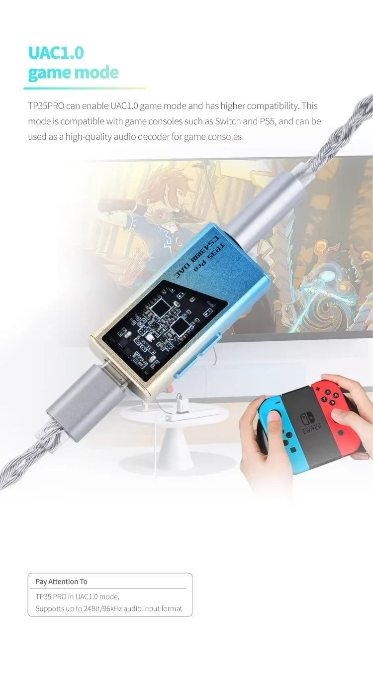 EPZ TP35 PRO USB DAC 隨身耳擴 | 雙CS43198旗艦晶片 | 3.5mm+4.4mm雙輸出 | 支援Switch/PS5 | 高低增益切換