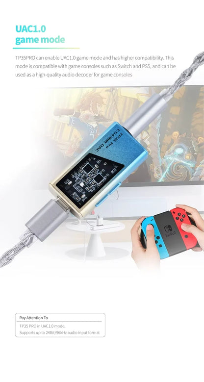 EPZ TP35 PRO USB DAC 隨身耳擴 | 雙CS43198旗艦晶片 | 3.5mm+4.4mm雙輸出 | 支援Switch/PS5 | 高低增益切換