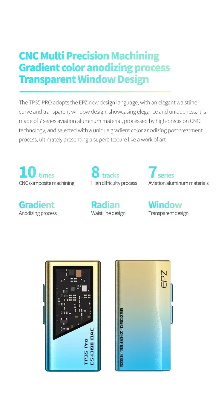 EPZ TP35 PRO USB DAC 隨身耳擴 | 雙CS43198旗艦晶片 | 3.5mm+4.4mm雙輸出 | 支援Switch/PS5 | 高低增益切換