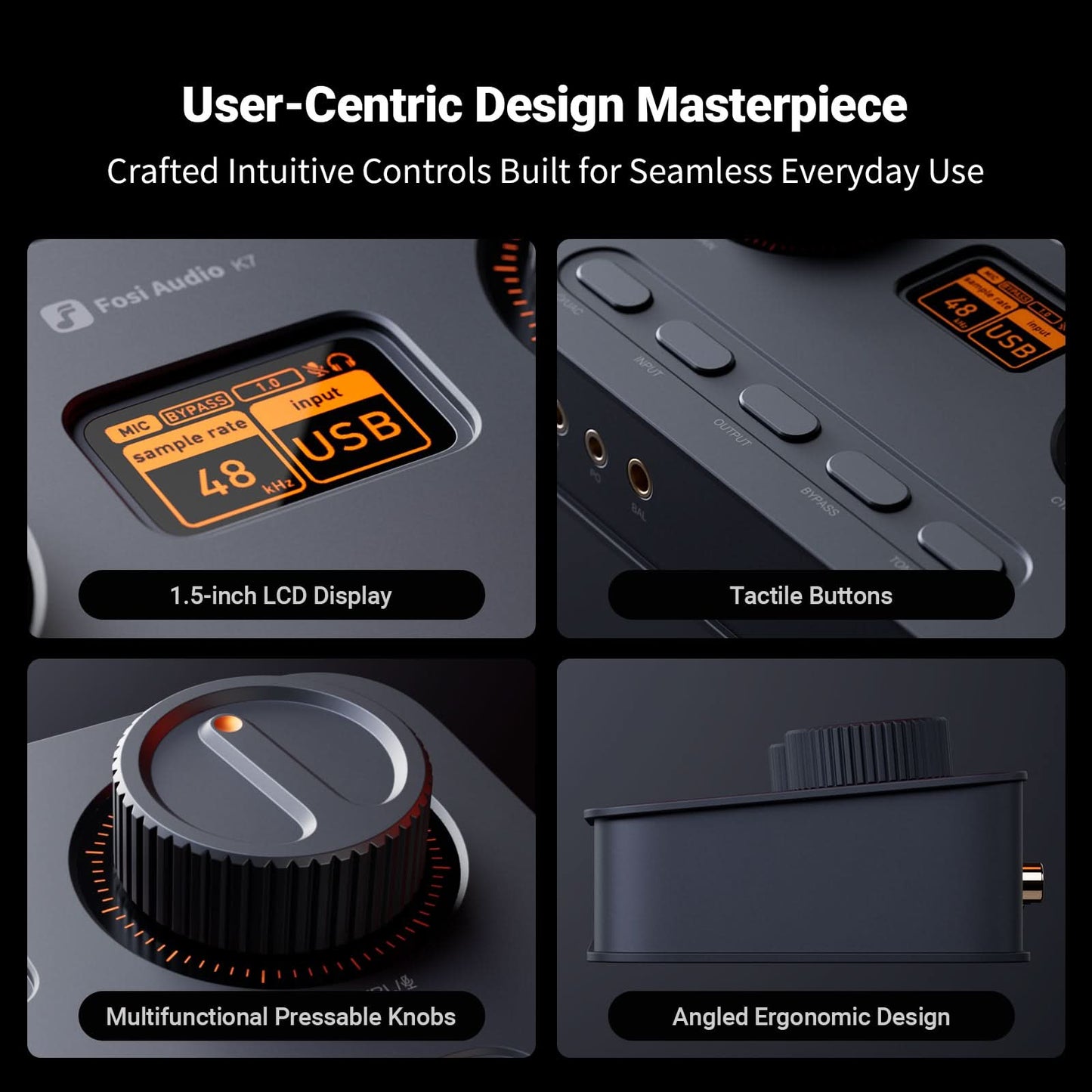 Fosi Audio K7 桌上型 DAC 耳擴｜2100mW 平衡驅動 + AKM4493 + aptX HD 藍牙 + 遊戲降噪