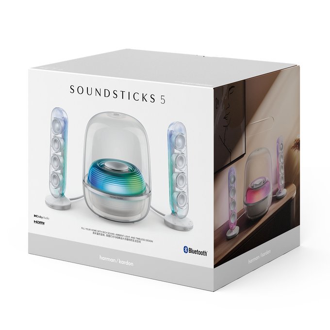 Harman Kardon SOUNDSTICKS 5 主動式藍牙喇叭, 2.1聲道, HDMI ARC, 互動燈光