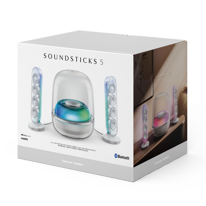 Harman Kardon SOUNDSTICKS 5 主動式藍牙喇叭, 2.1聲道, HDMI ARC, 互動燈光