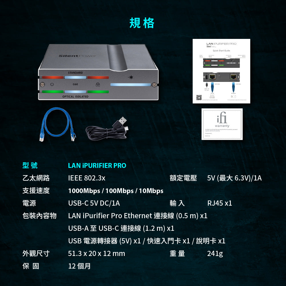 iFi SilentPower LAN iPurifier Pro 光學隔離網路濾波淨化器