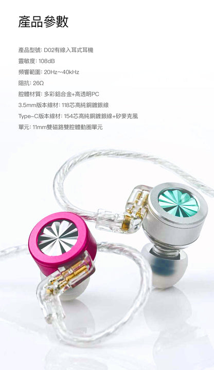 LETSHUOER 鑠耳 D02 入耳式耳機 | USB-C / 3.5mm 雙版本