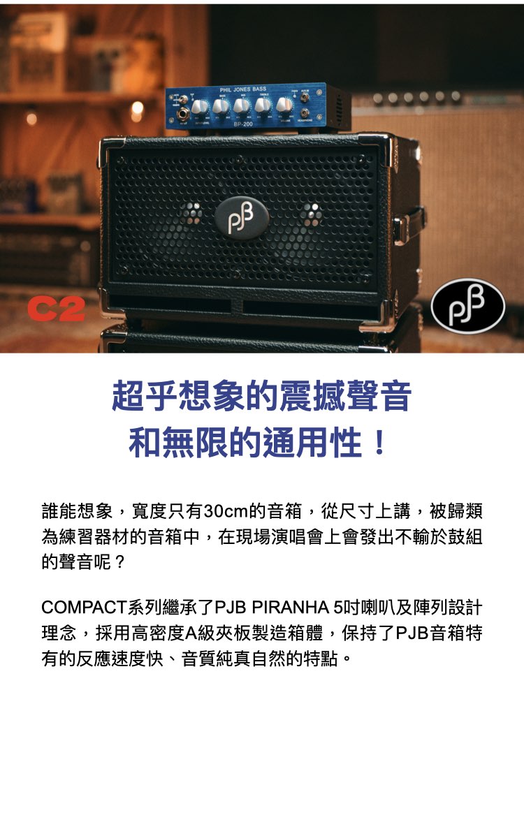 Phil Jones Bass (PJB) C2 超緊湊 (鞋盒大小)被動式貝斯音箱 / 2x5吋單體 / 承受200W