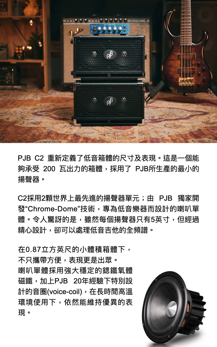 Phil Jones Bass (PJB) C2 超緊湊 (鞋盒大小)被動式貝斯音箱 / 2x5吋單體 / 承受200W