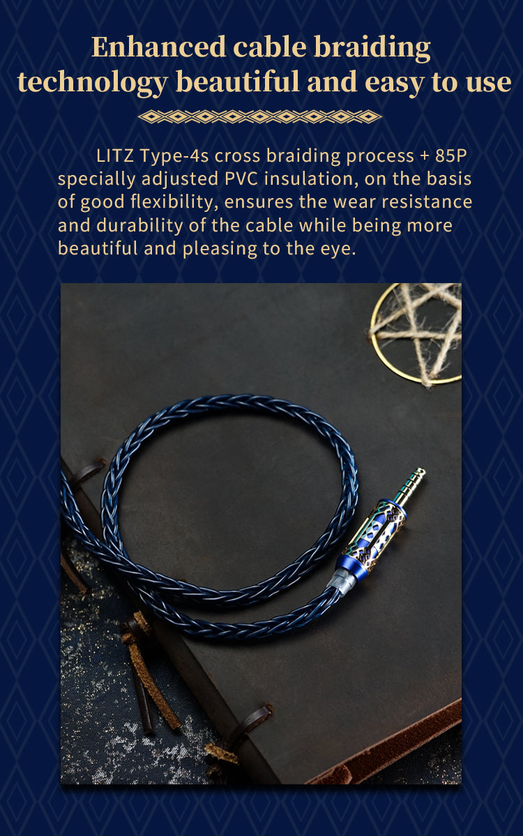 BGVP 聖殿 Temple of God 耳機升級線｜184芯古河單晶銅+單晶銀 8股混編 0.78 2PIN 4.4mm