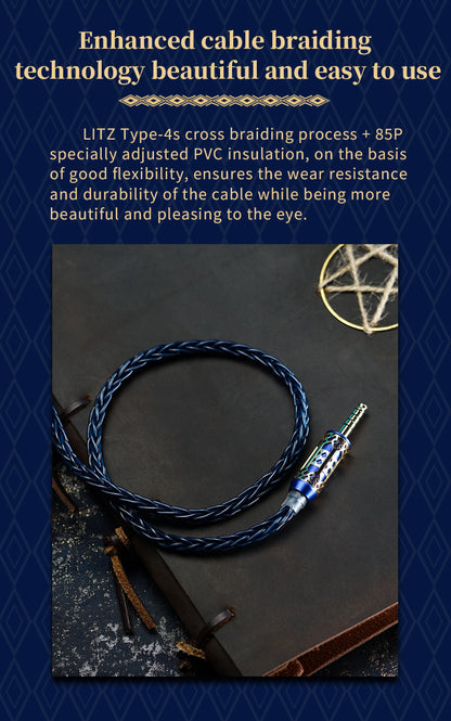 BGVP 聖殿 Temple of God 耳機升級線｜184芯古河單晶銅+單晶銀 8股混編 0.78 2PIN 4.4mm