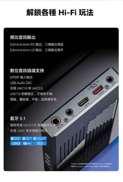 Cayin 凱音 RU9 隨身 真空管/電晶體 DAC 耳擴 | 日本 Korg NuTube | 三段音色 | 雙AK4493SEQ | 全平衡 1000mW 旗艦小尾巴