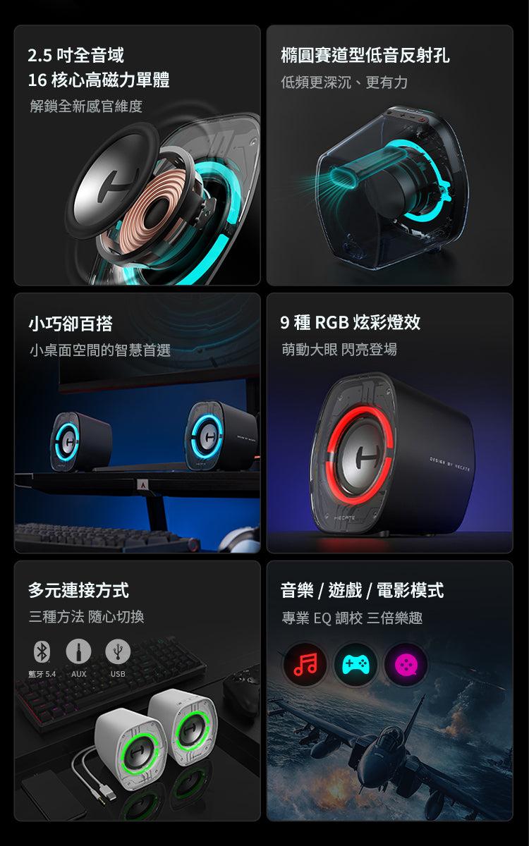 EDIFIER G1000 II 2.0電競遊戲喇叭｜RGB燈效 藍牙5.4 Switch/PS5適用