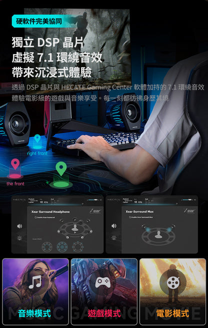 EDIFIER G2000 PRO 2.0 電競遊戲喇叭 | RGB 炫光 模擬 7.1 聲道 | 遊戲音樂電影三模式 藍牙桌面喇叭