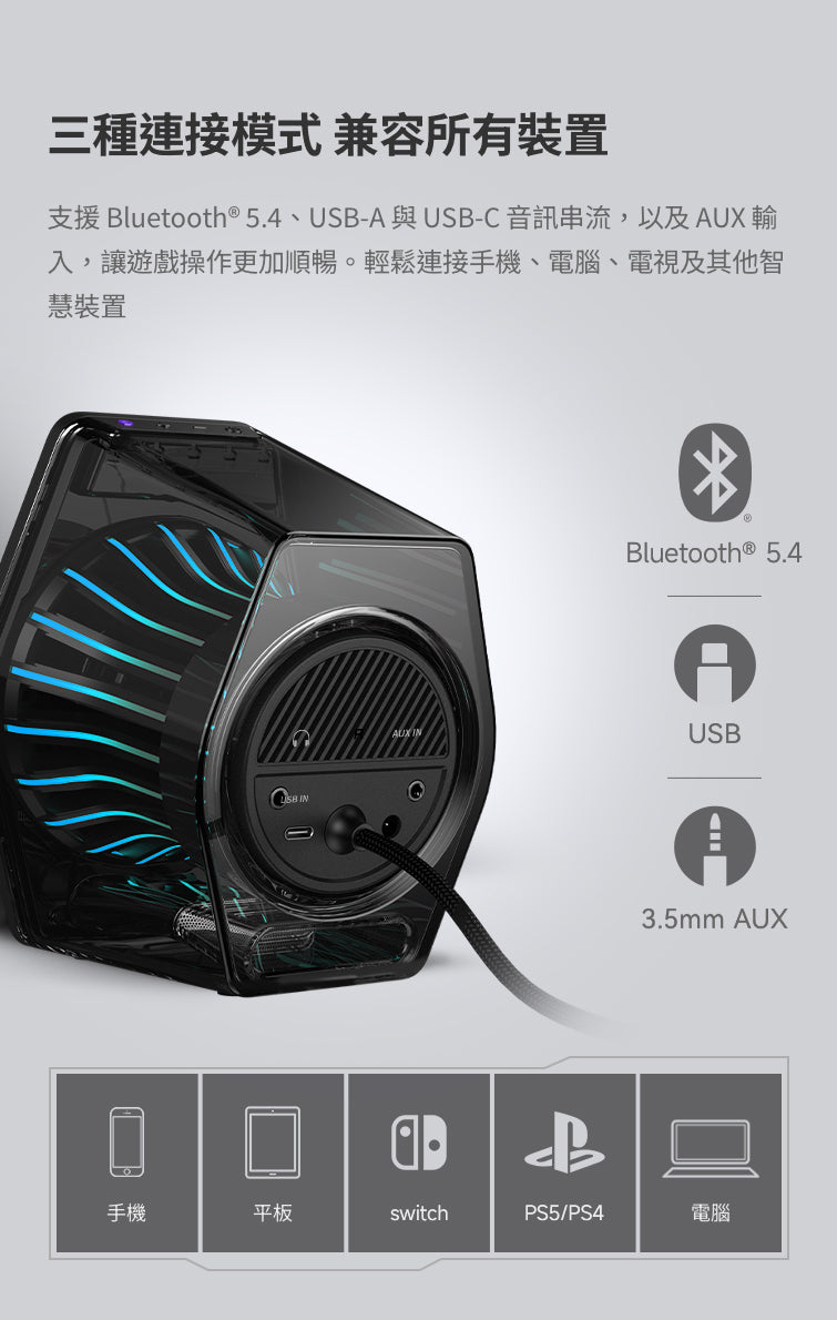 EDIFIER G2000 PRO 2.0 電競遊戲喇叭 | RGB 炫光 模擬 7.1 聲道 | 遊戲音樂電影三模式 藍牙桌面喇叭