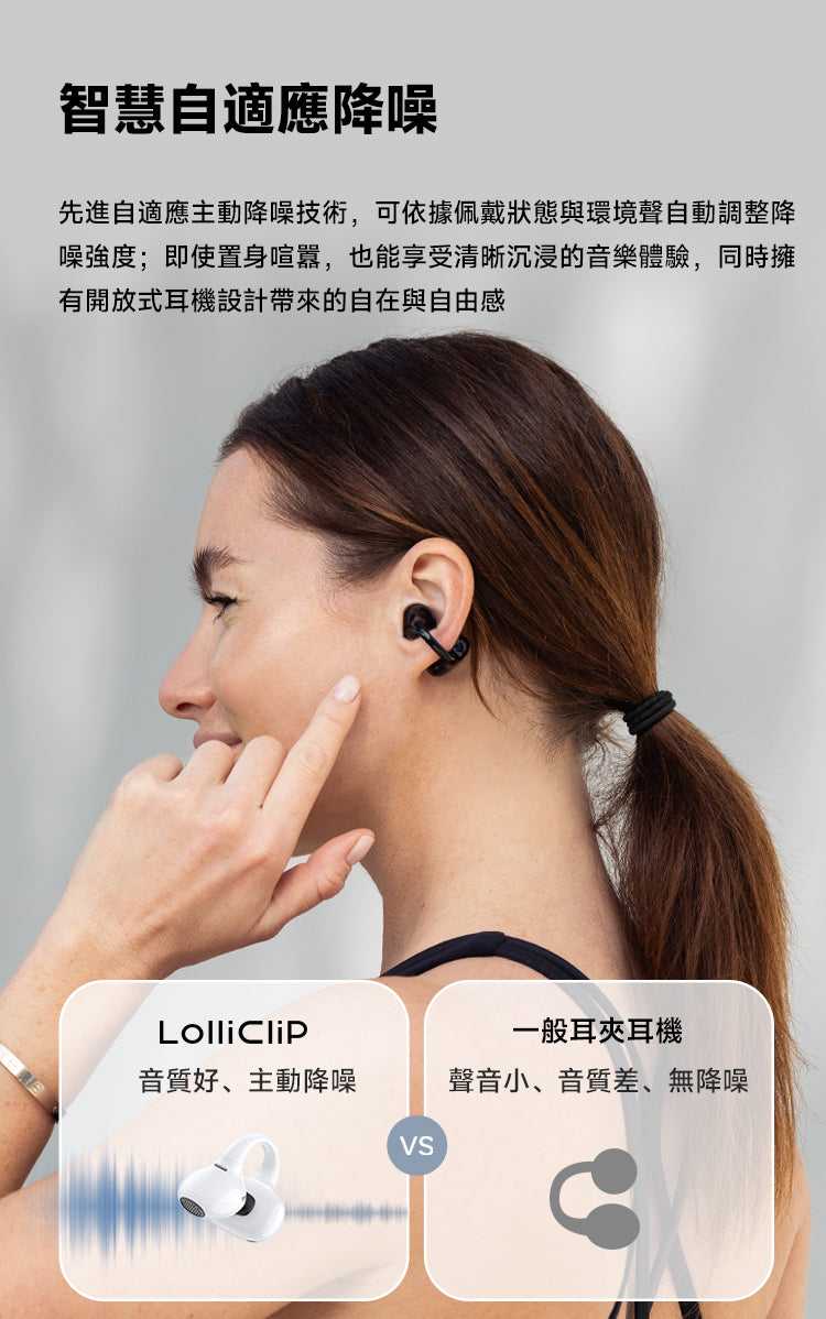 EDIFIER LolliClip 開放式耳夾耳機｜主動降噪ANC 心率血氧監測
