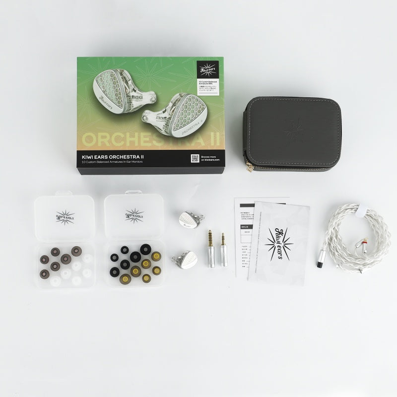Kiwi Ears Orchestra II 入耳式耳機｜客製化 10 動鐵單體｜透明外殼｜3.5mm + 4.4mm IEM