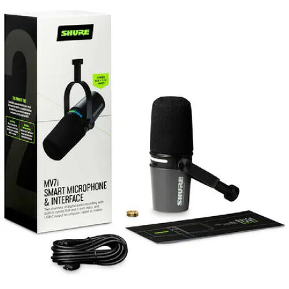 SHURE MV7i 智慧麥克風＆錄音介面｜支援 6.3mm XLR｜內建 USB-C 雙通道錄音介面
