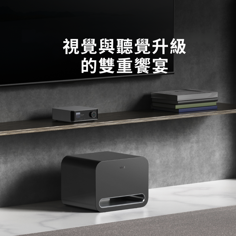 WiiM Sub Pro 無線智慧超低音喇叭｜AI 自動空間校正 RoomFit 250W WiFi 6E 藍牙重低音