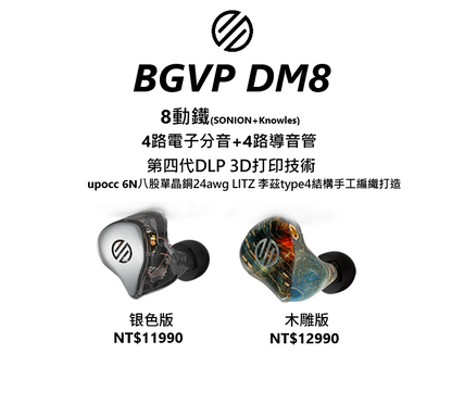BGVP DM8 旗艦動鐵入耳式耳機 - Pifferia 劈飛利亞 